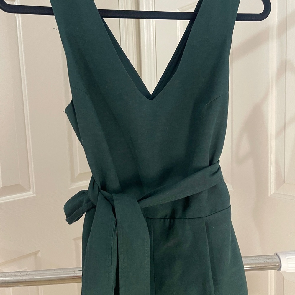 Club Monaco Forest Green Belted Jumpsuit